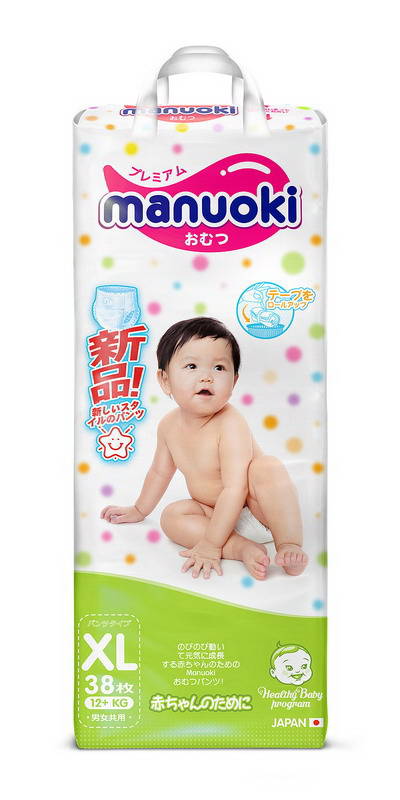 Трусики-подгузники Manuoki, размер XL, 12+ кг, 38 шт