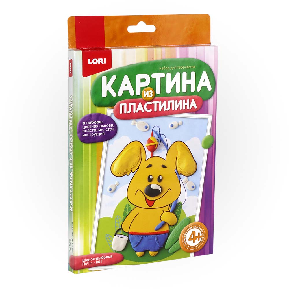 

Картина из пластилина Щенок-рыболов