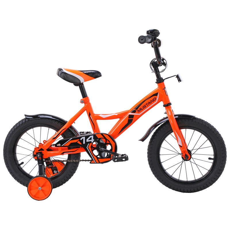 Велосипед детский 14' gw-тип со звонком и страховочными колесами оранжево-черный  