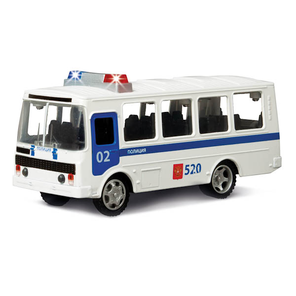 

Инерционная машина металлическая ПАЗ 3205 -Полиция, свет, звук 1:43