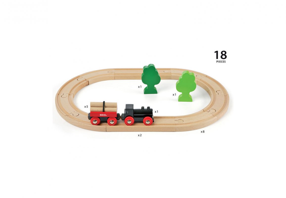 Железная дорога с грузовым поездом, деревянная  