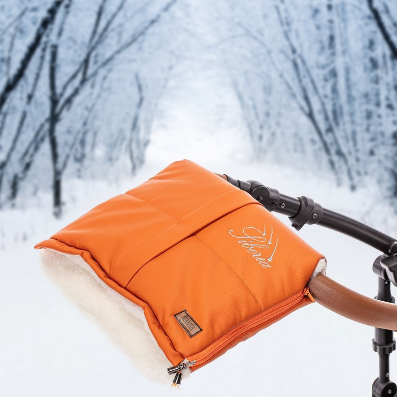 Муфта меховая для коляски Nuovita Siberia Lux Bianco Arancio/Оранжевый  