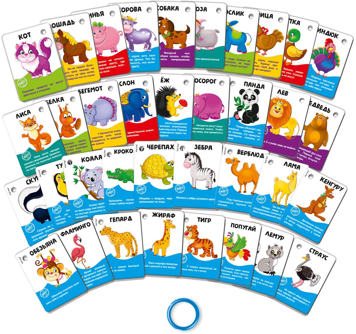 Игра настольная - Карточки на кольце - Животные  