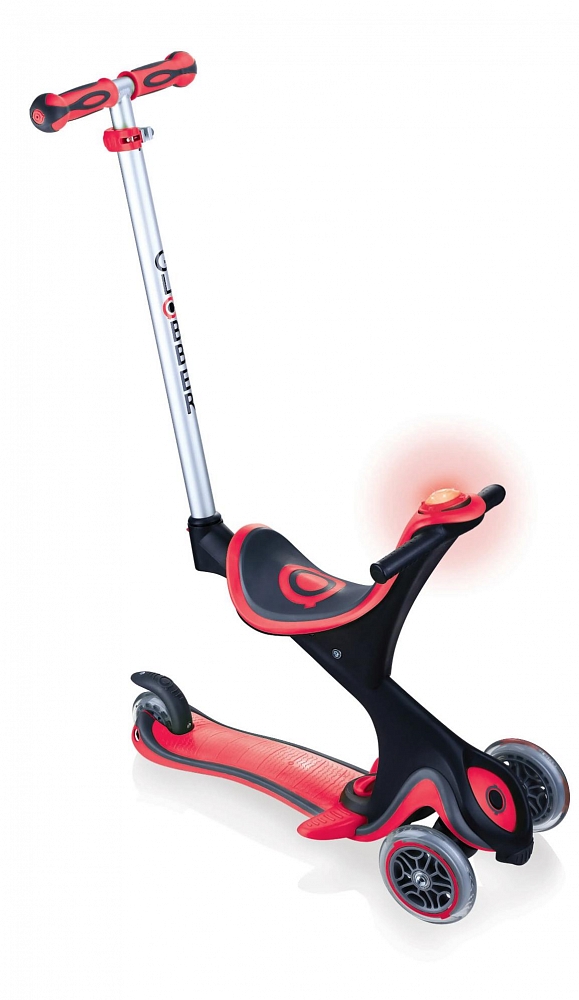 

Трехколесный самокат-трансформер Globber Go Up Comfort Play Lights, цвет красный, светящиеся колеса, игровой модуль