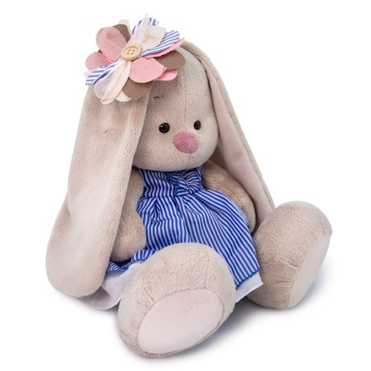 Мягкая игрушка – Зайка Ми с полосатым цветком, малый, 18 см  