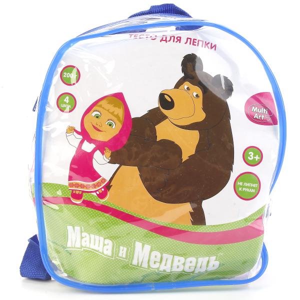 

Тесто для лепки - Маша и Медведь, 4 цвета в рюкзаке