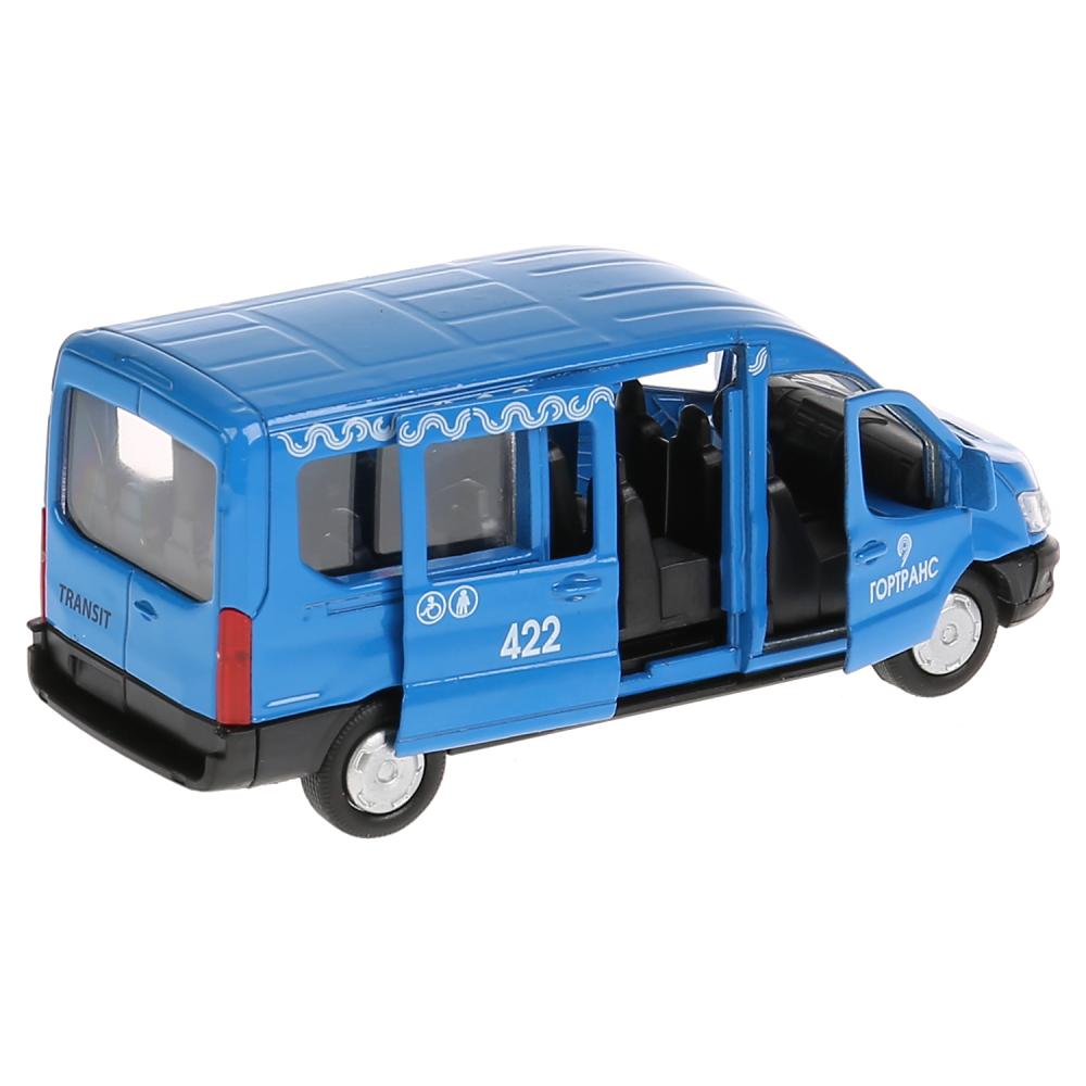 Машина металлическая Ford Transit синий, длина 12 см, открываются двери, инерционная  
