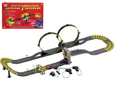 

Трек Joy Toy 0820 от сети 220v с машинками и аксессуарами, длина полотна 584 см.