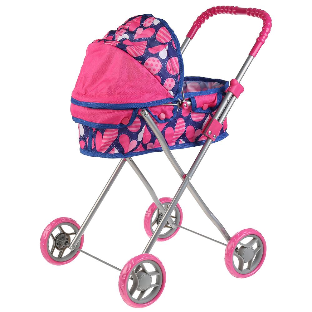Коляска-люлька для кукол складная сердца в пакете  