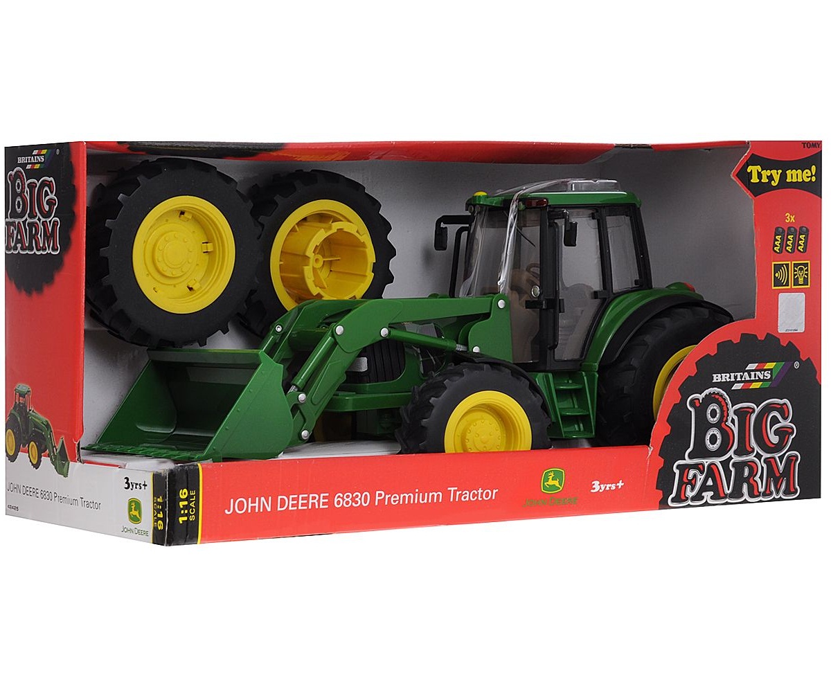 Трактор John Deere 6830 с двойными колесами и фронтальным погрузчиком  