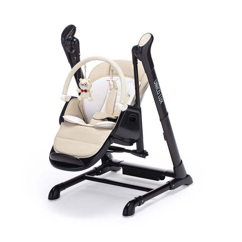 Стульчик для кормления с электронным устройством качения Nuovita Unico lux Nero, Latte, Nero/Латте, Черный  