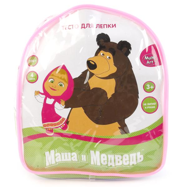 Тесто для лепки - Маша и Медведь, 4 цвета в рюкзаке  
