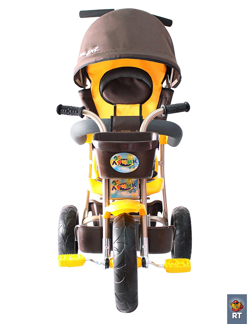 Л001 3-х колесный велосипед Galaxy - Лучик с капюшоном, коричнево-желтый  