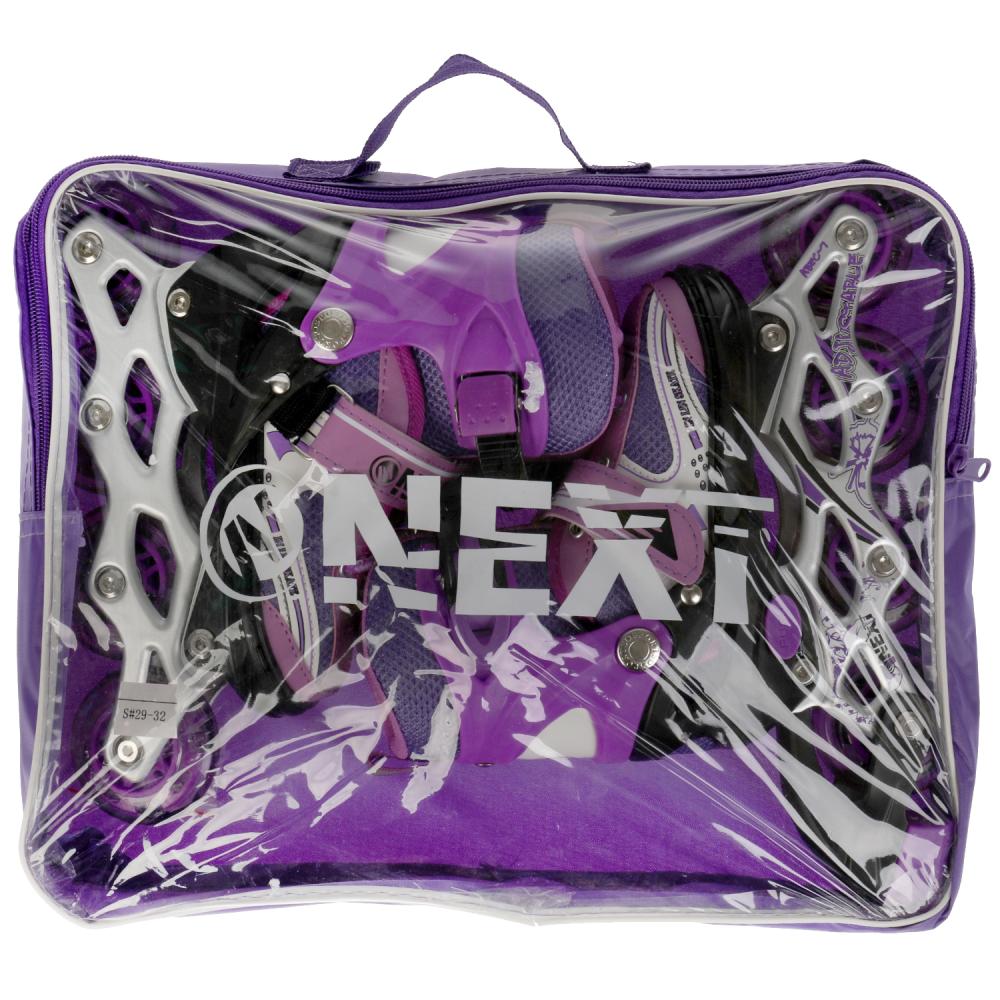 Раздвижные ролики Next со светом размер 29-32 в сумке фиолетовые  