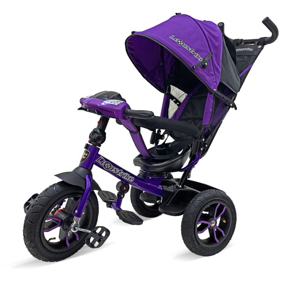 

Велосипед 3-колесный Lexus trike фиолетовый надувные колеса 12 и 10', светомузыка, поворотное сиденье, регулируемая спинка, задний тормоз