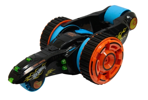 Трюковая трёхколёсная машина-перевёртыш Hot Wheels на радиоуправлении, 27MHz, вращение на 360°, со светом, c АКБ, чёрная  