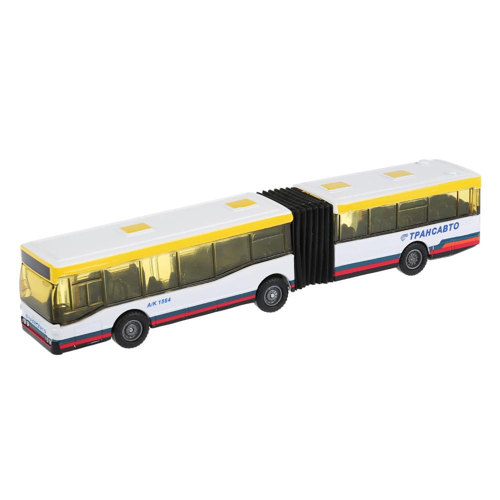 Автобус с резинкой 18 см, двери открываются, металлический, инерционный  