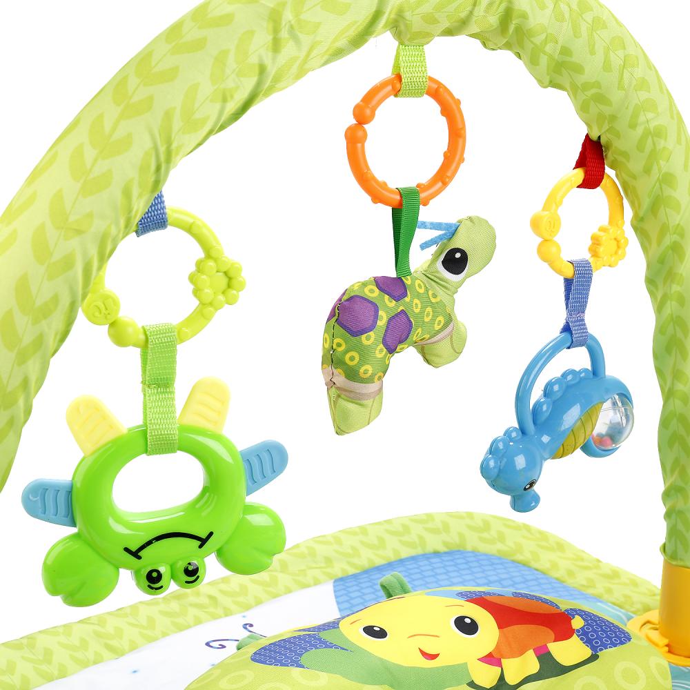 Коврик детский игровой с мягкими игрушками на подвеске  