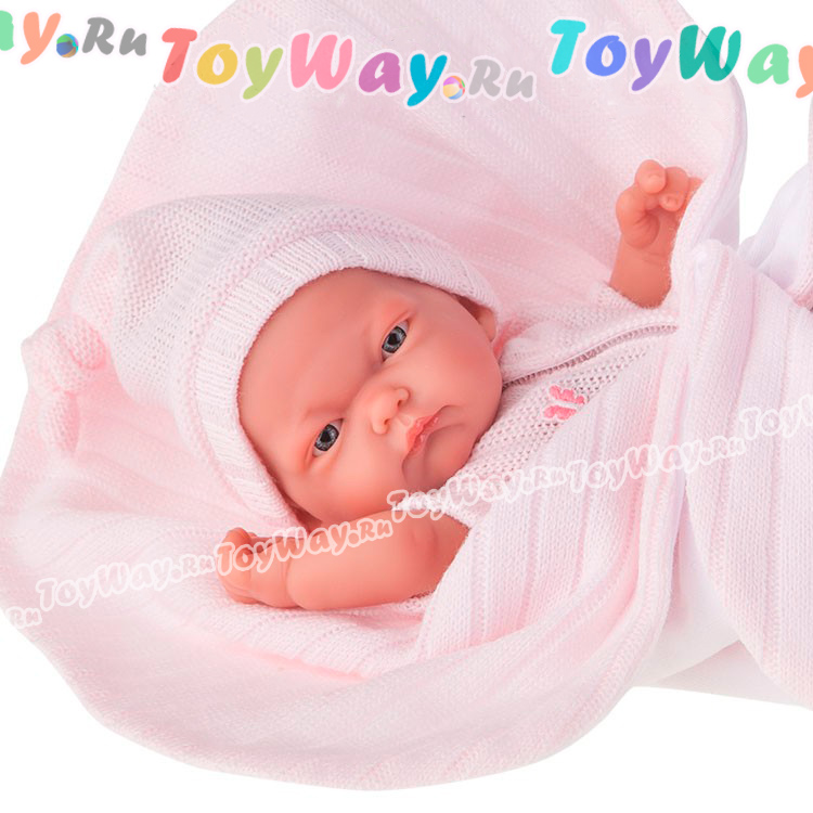 Кукла-младенец Карла в розовом одеяле, 26 см.  