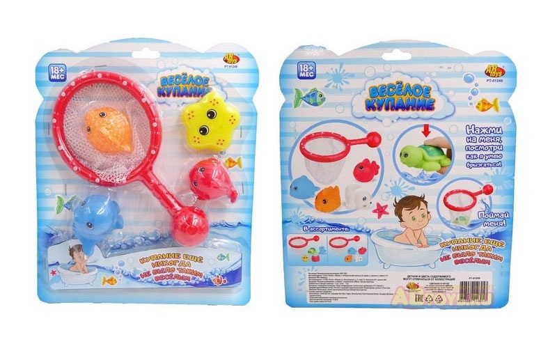 

Игровой набор Веселое купание - Сачок и 4 фигурки