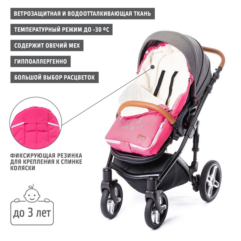 Конверт зимний меховой Nuovita Islanda Bianco Nero/Черный  