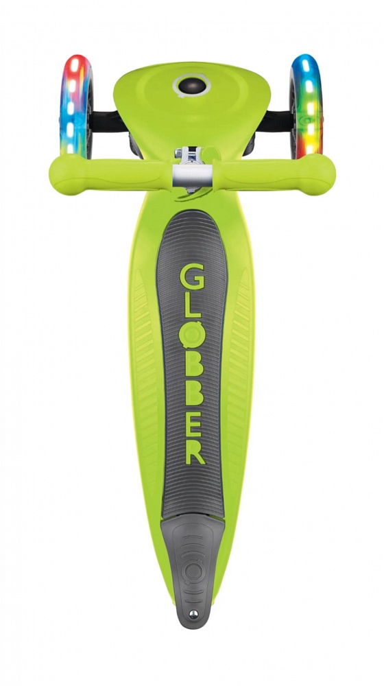 Трехколесный самокат Globber Primo Foldable Lights, зеленый, светящиеся колеса  