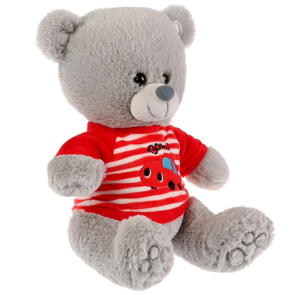 Музыкальная мягкая игрушка – Медведь в футболочке с машинкой, стихи А. Барто, 22 см  