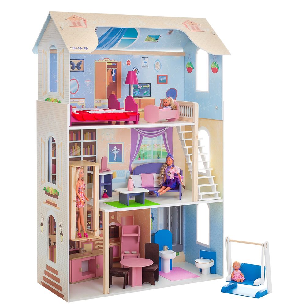 Кукольный домик для Барби – Грация, 16 предметов мебели, лестница, лифт, качели  