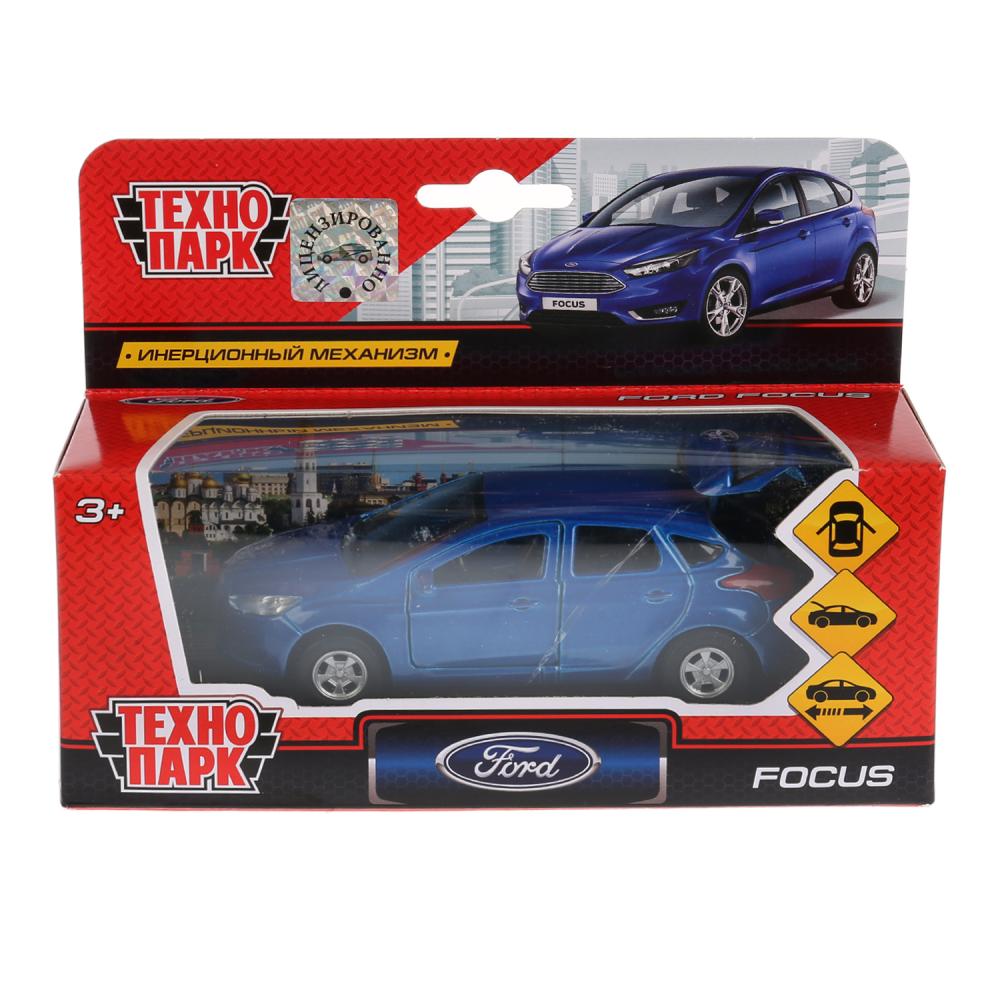 Инерционная металлическая машина - Ford Focus хэтчбек, синий 12 см, открываются двери  