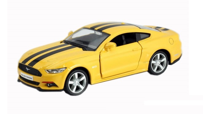 

Машина металлическая инерционная RMZ City - Ford 2015 Mustang with Strip, цвет желтый, 1:32