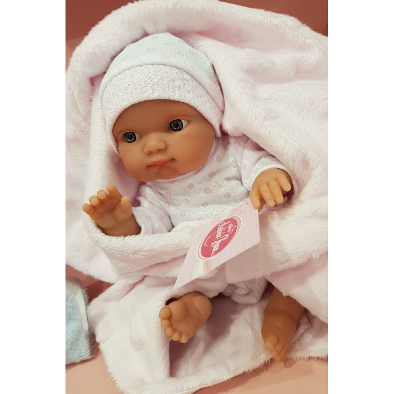 Кукла-младенец - Берта на розовом одеяле, 21 см  