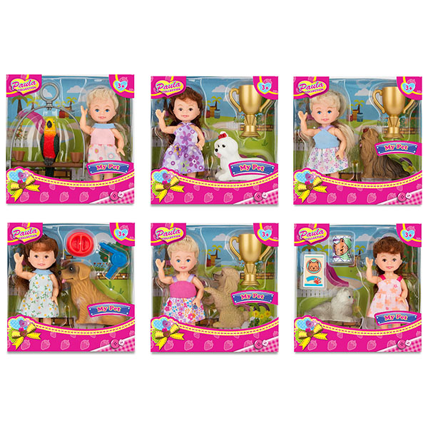

Игровой набор Paula с питомцем, 6 видов