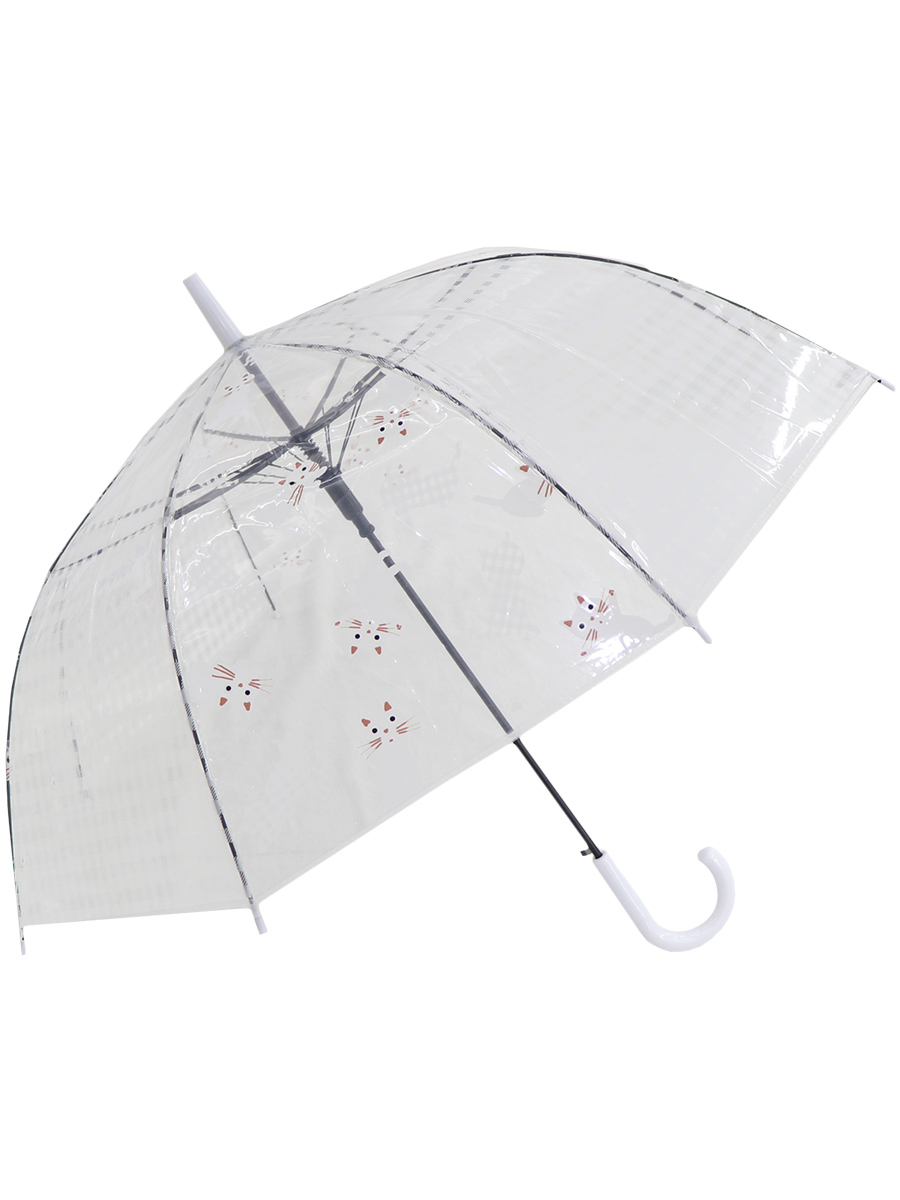 

Зонт-трость Кошки прозрачный купол белый