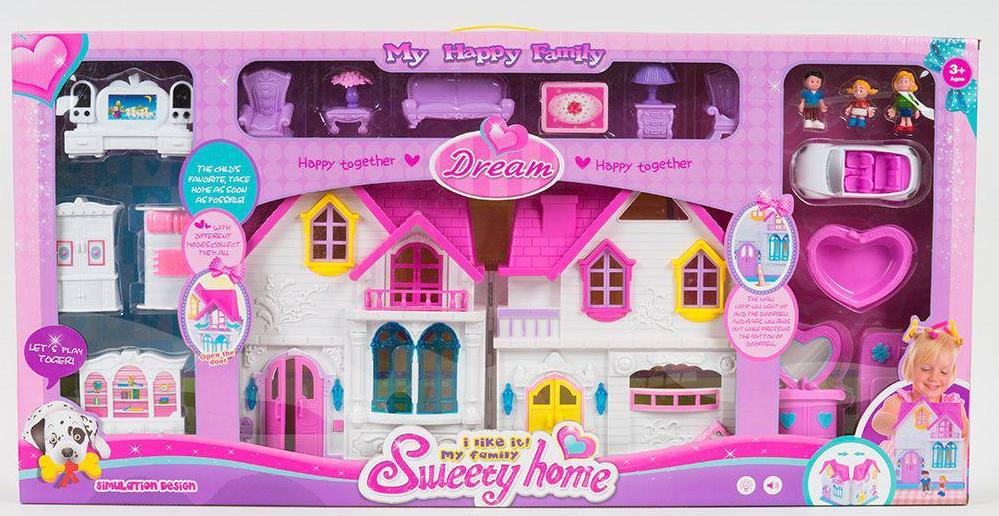 Дом для кукол – Sweety Home с мебелью, машиной и фигурками, свет, звук  