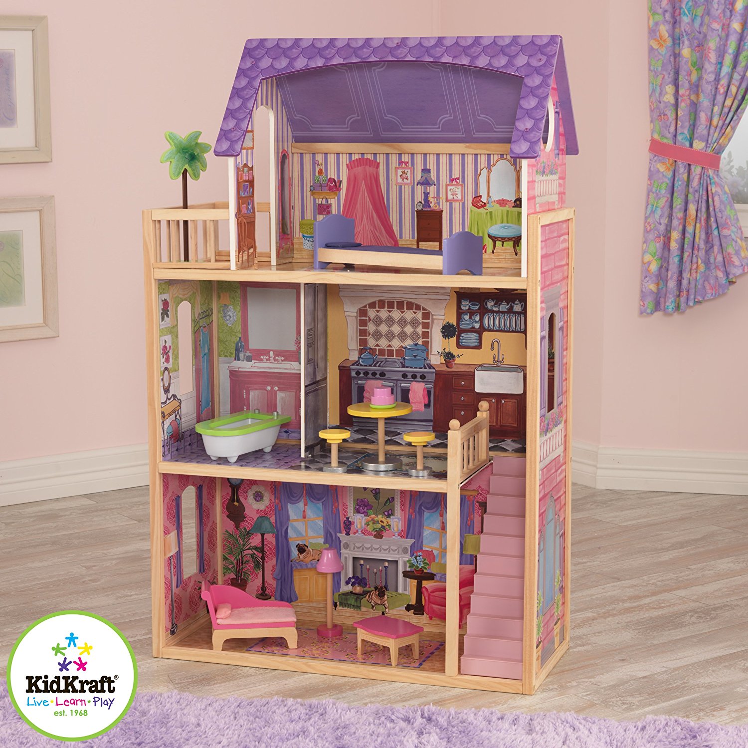 Домик из дерева - Kayla dollhouse – Кайла, для кукол 30 см, с мебелью 10 предметов  