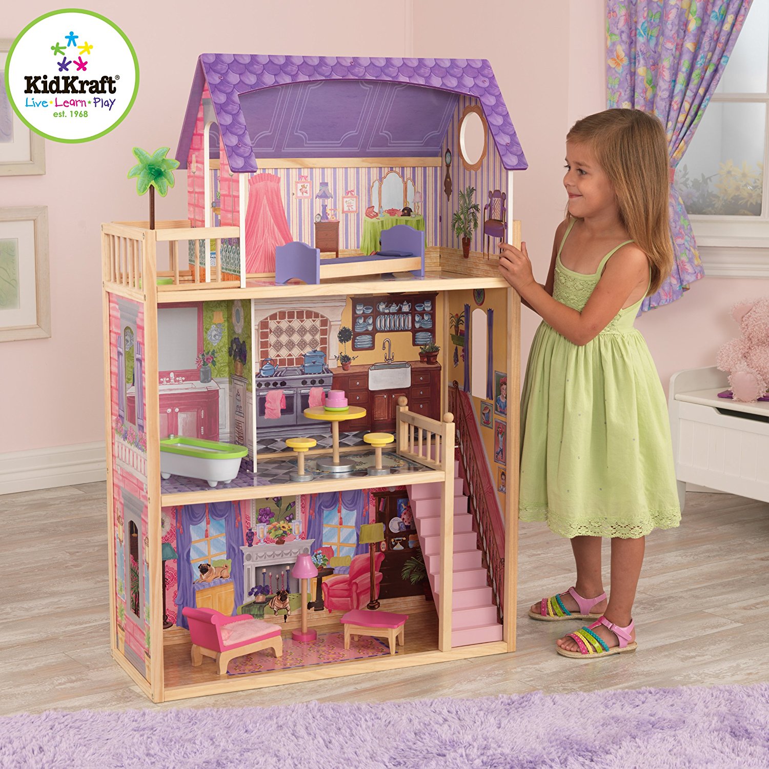 Домик из дерева - Kayla dollhouse – Кайла, для кукол 30 см, с мебелью 10 предметов  