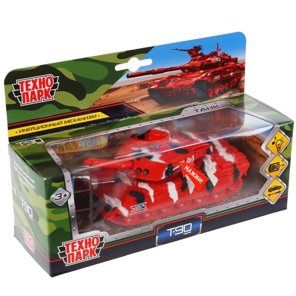 Модель Танк T-90 13 см со светом и звуком башня вращается инерционный   