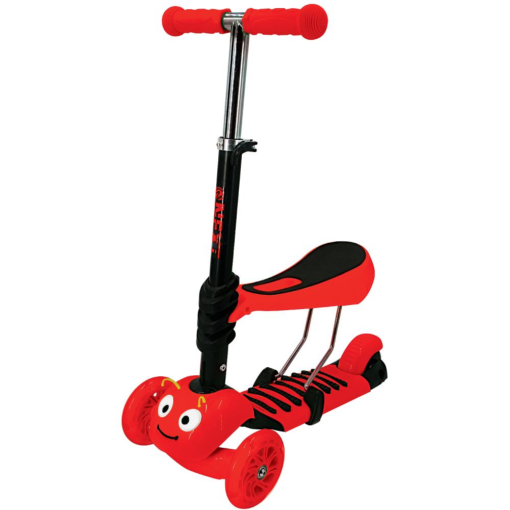 

Самокат 3-колесный 2в1, управление наклоном, колеса PU 120 и 80, свет, красный