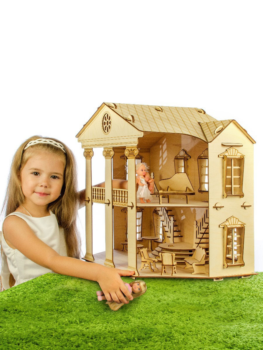 Конструктор деревянный - Белый кукольный дом  