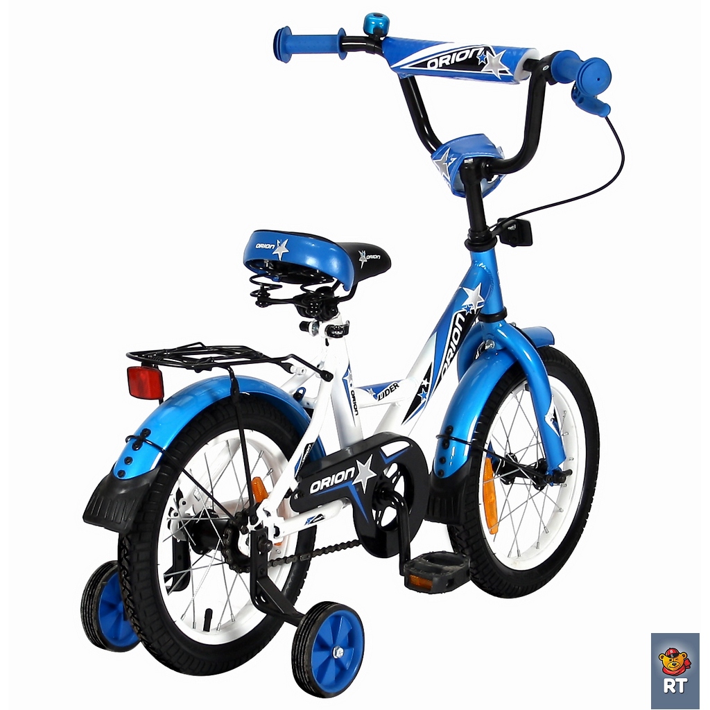 Двухколесный велосипед Lider Orion диаметр колес 14 дюймов, белый/синий  
