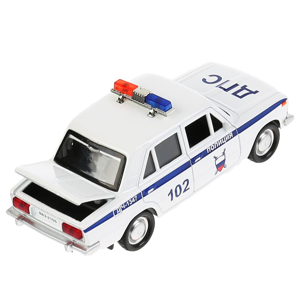 Машина металл Ваз-2106 жигули – Полиция, 12 см, свет-звук, инерционный механизм, цвет белый  