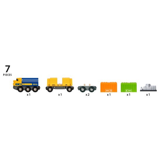 Игровой набор - Товарный поезд с 3 вагонами и грузами  