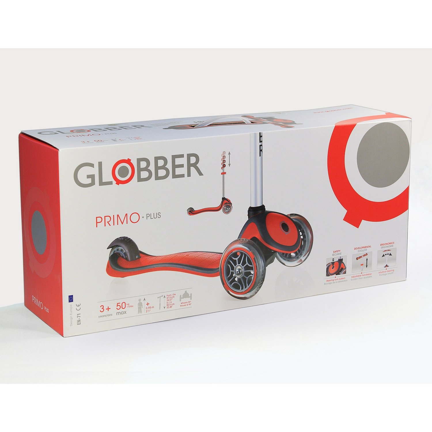 Самокат Globber Primo Plus, красный  