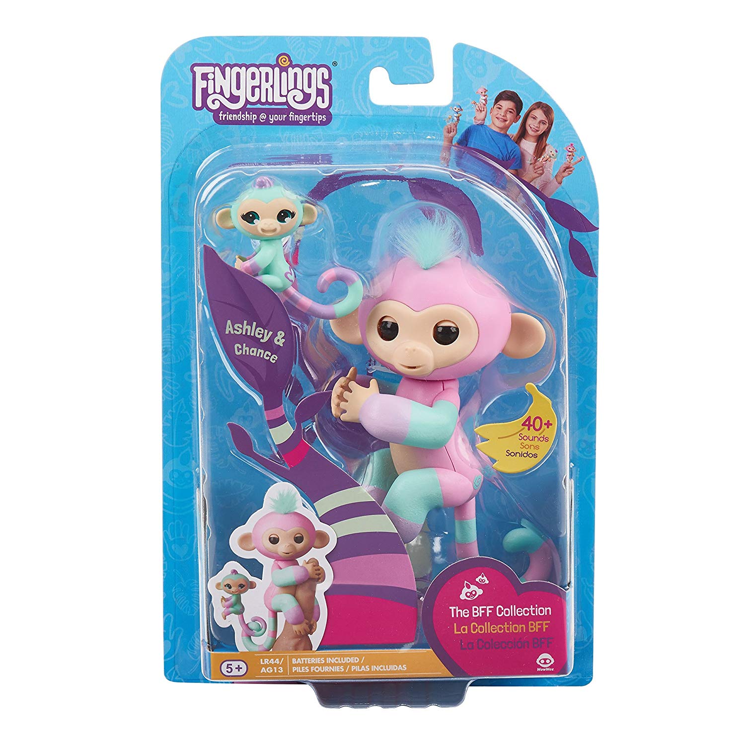 Интерактивная обезьянка Fingerlings – Эшли с малышом, 12 см, звук  