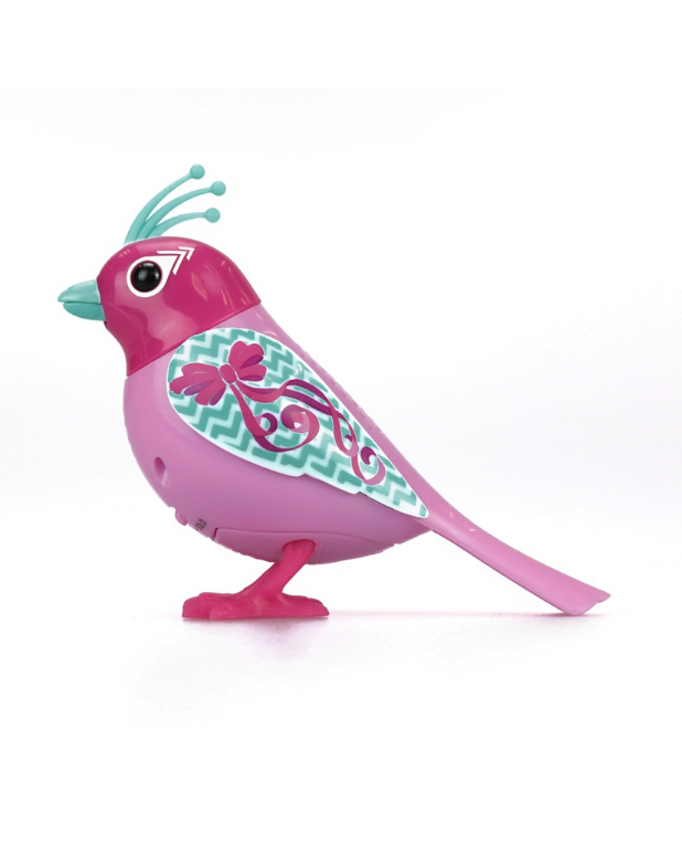 Птичка DigiFriends с большой клеткой и кольцом, розовая голова и светло-розовое туловище  