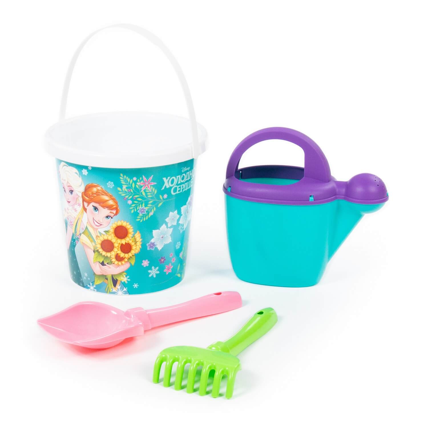 

Набор Disney - Холодное сердце №9: ведро с наклейкой, лопатка №5, грабельки №5, лейка №10