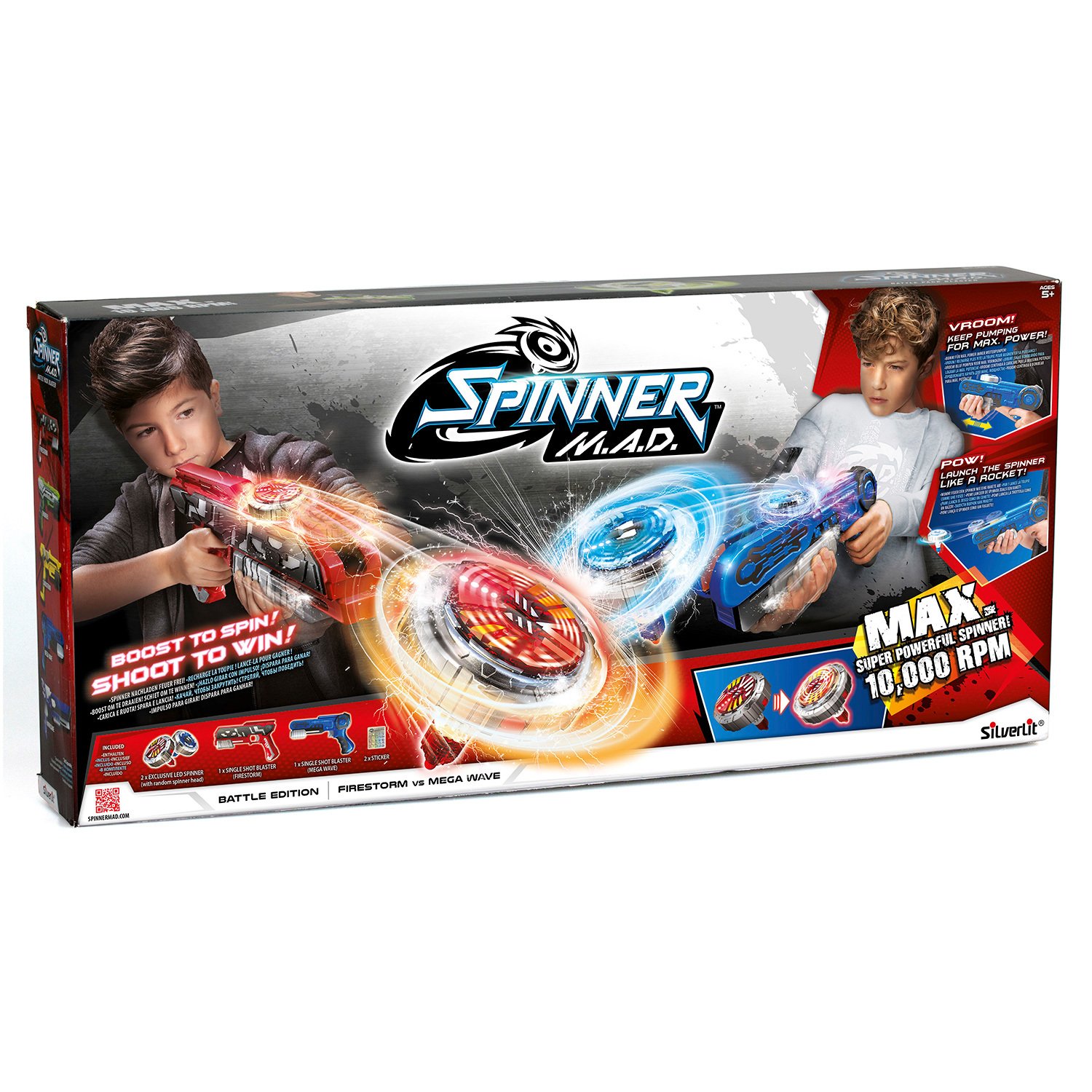Боевой набор из 2 бластеров Spinner Mad, синий и красный  