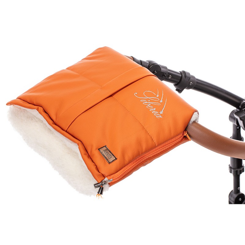 Муфта меховая для коляски Nuovita Siberia Lux Bianco Arancio/Оранжевый  
