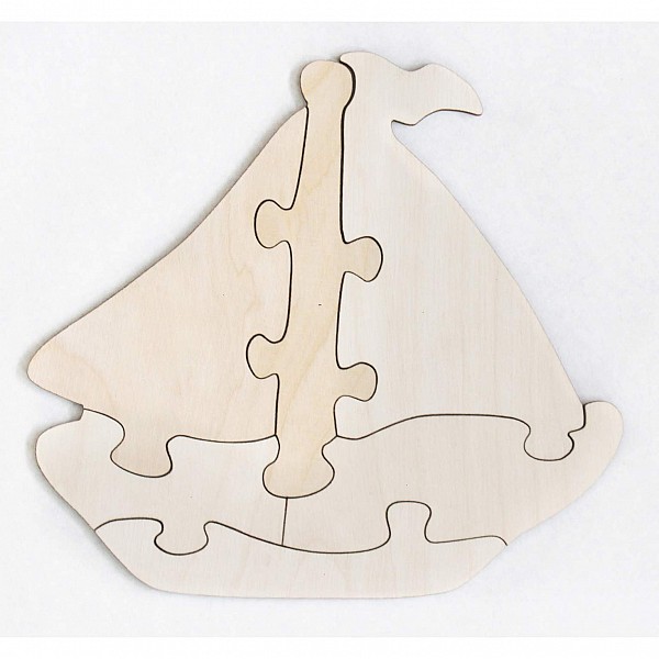 Развивающий деревянный пазл-раскраска – Кораблик, 6 элементов  