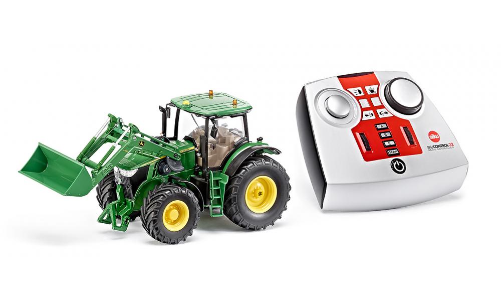 Радиоуправляемый трактор John Deere 7R с фронтальным погрузчиком